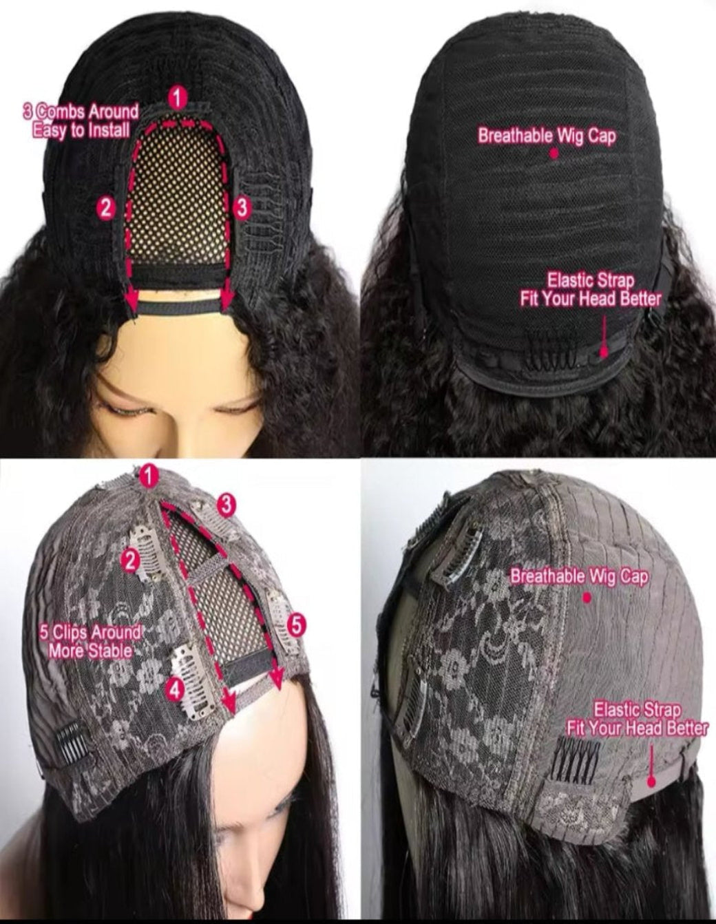 Kinky Curly U Part human hair Wigs
