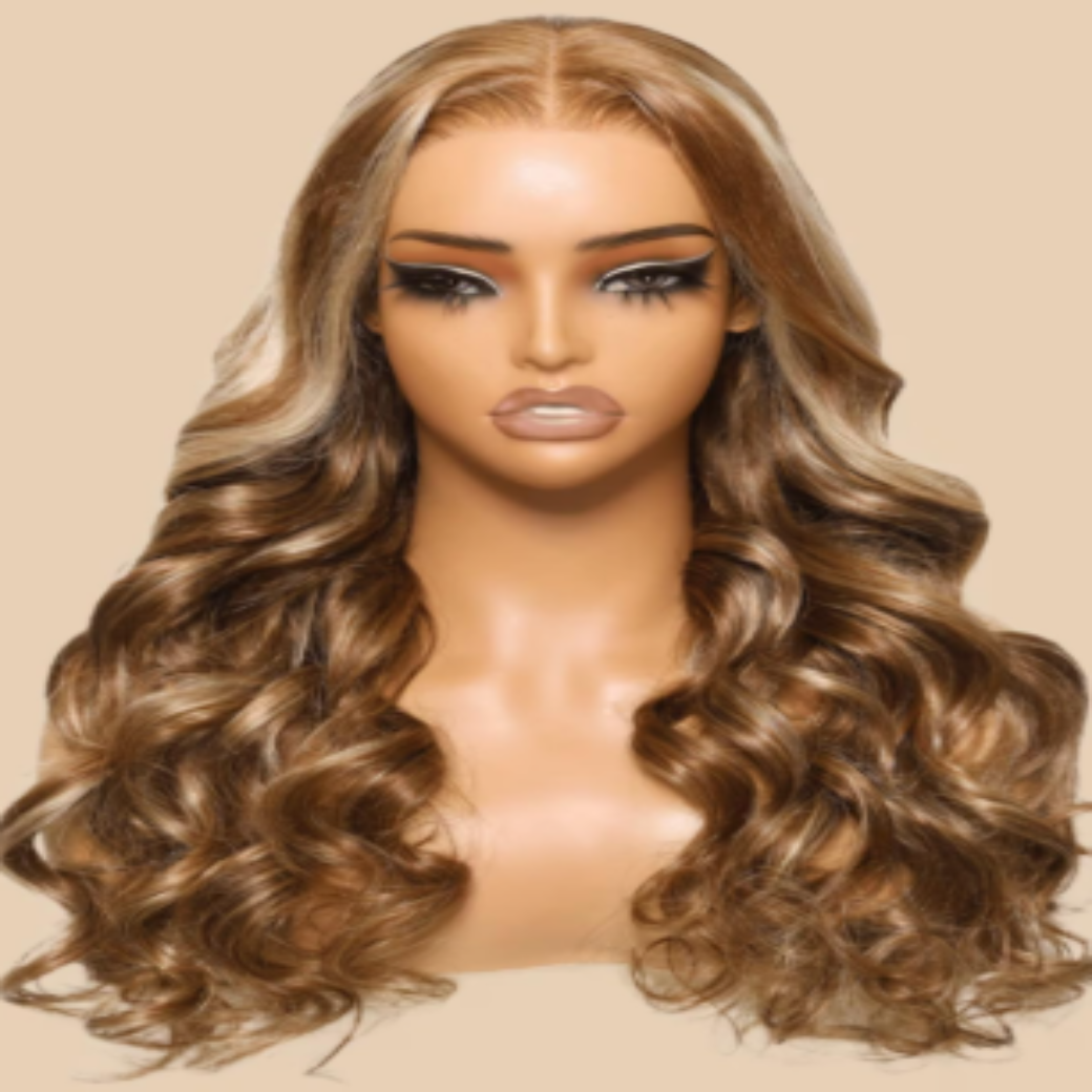 Invisible Knots Lace Front Wigs Human Hair Honey Blonde Highlight Pre Everything Glueless Wig Human Hair Pre Plucked Pre Cut 150% Density