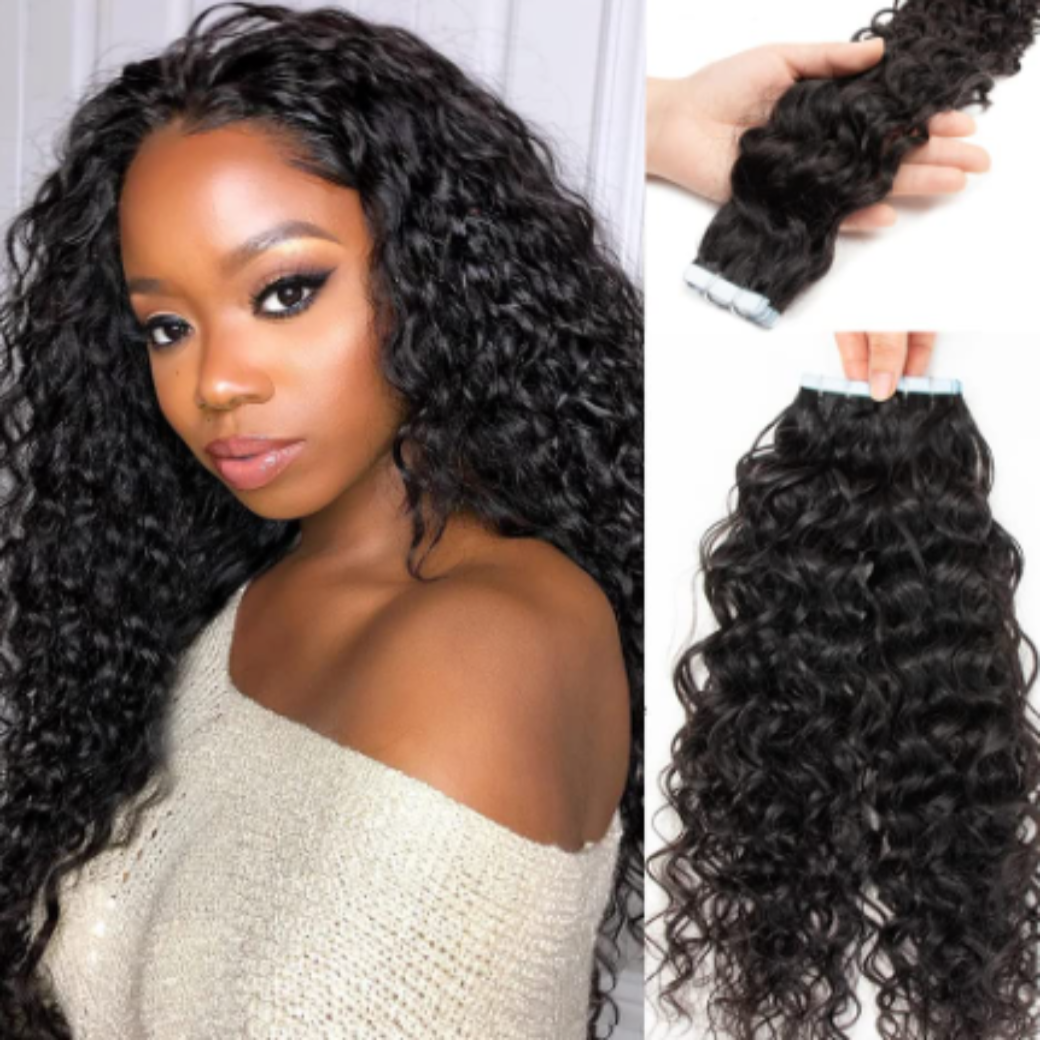 PU Tape In Hair Extensions Water Wave