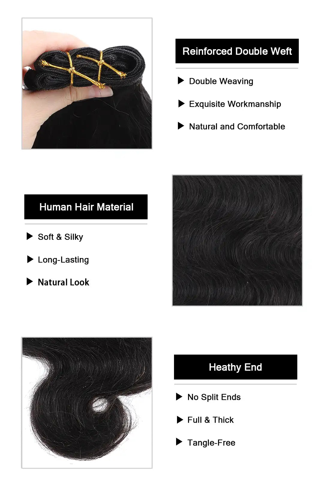 Cambodian Virgin Hair Bundle Body Wave Natural Color