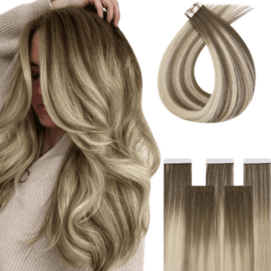 Virgin Hair Seamless Invisible Tape in Extensions Balayage