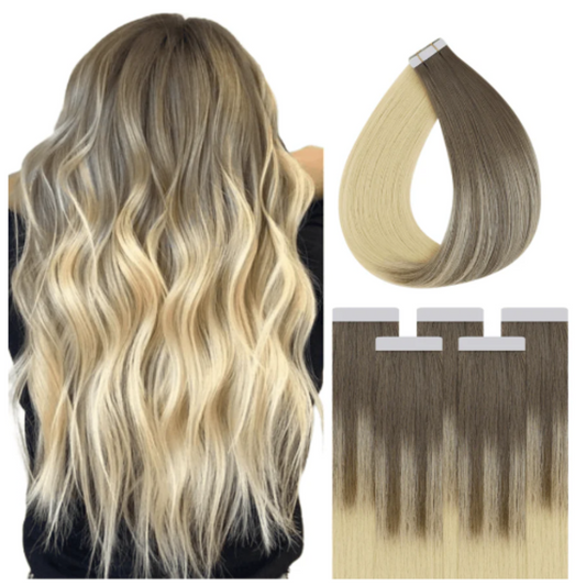 Virgin Tape in Extensions 100% Human Hair Balayage Blonde (#Ba8/60)