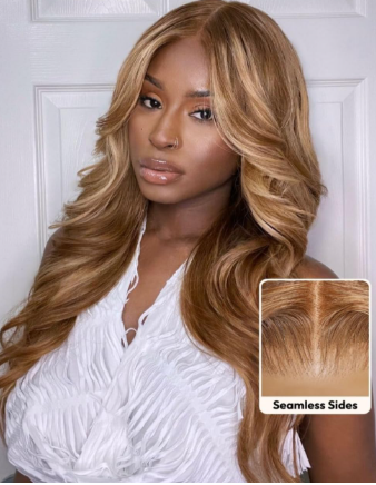 Invisible Knots Lace Front Wigs Human Hair Honey Blonde Highlight Pre Everything Glueless Wig Human Hair Pre Plucked Pre Cut 150% Density