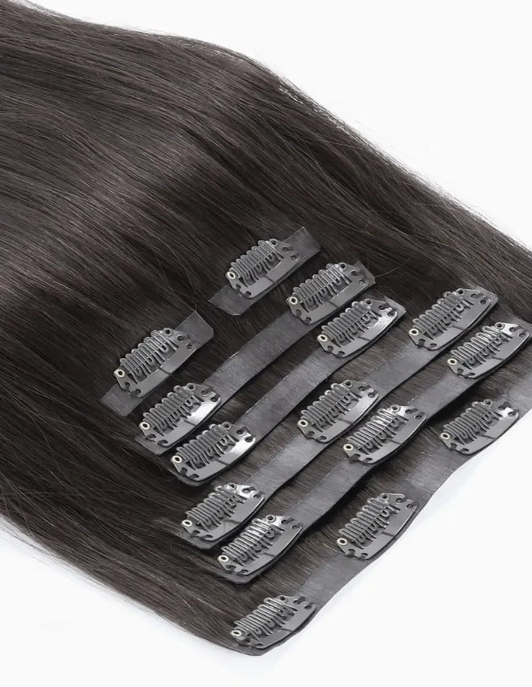 Seamless Clip in Hair Extensions Silicone Weft Body Wave Black Hair
