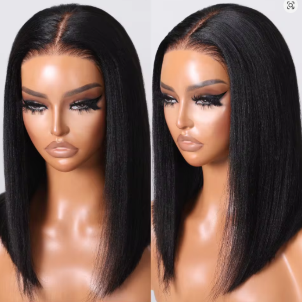Yaki Straight Bob Wig Pre Cut Pre Bleached 7x5 Lace Closure Glueless Wigs