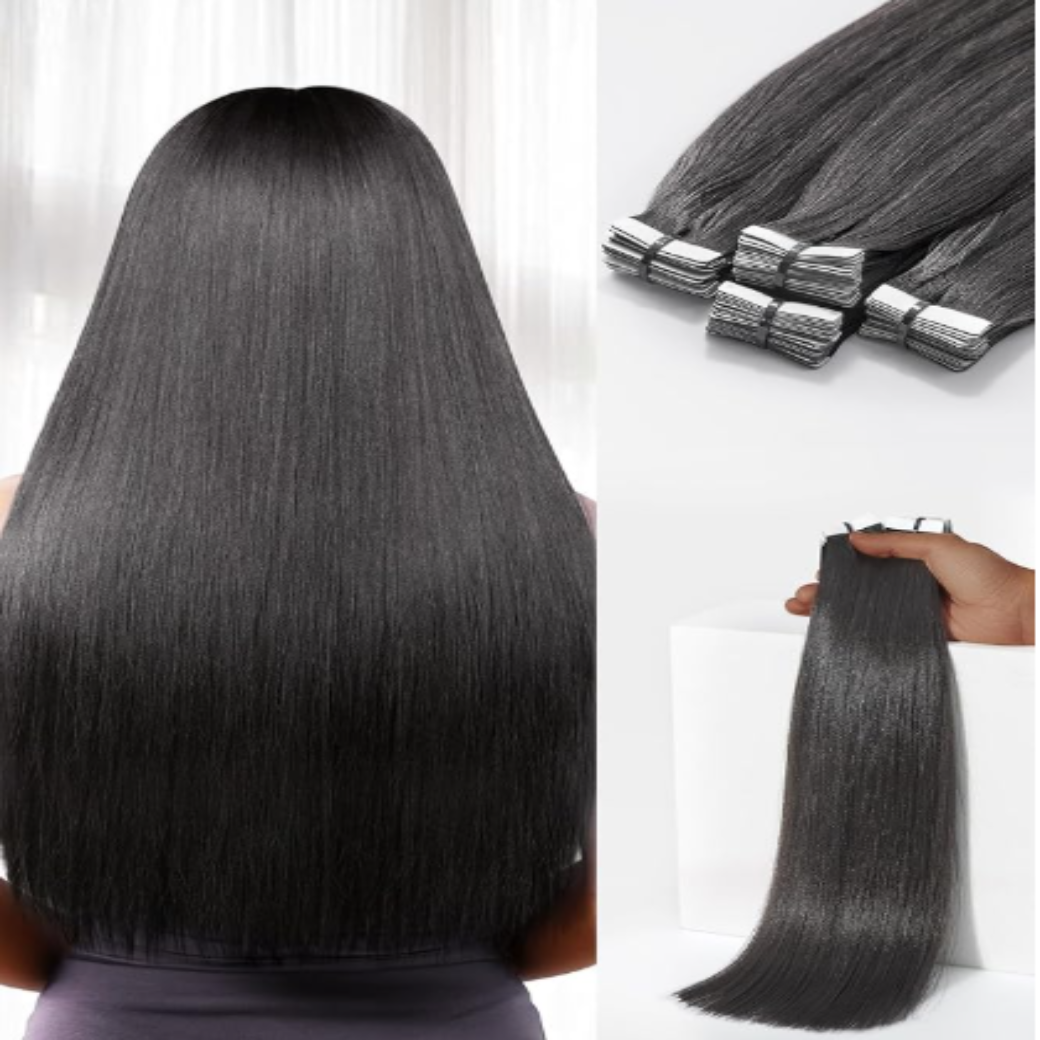 Tape in Hair Extensions Human Hair Yaki Straight